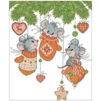 little mouse in christmas gloves counted cross stitch 11ct 14ct 18ct diy chinese cross stitch kit embroidery needlework sets
