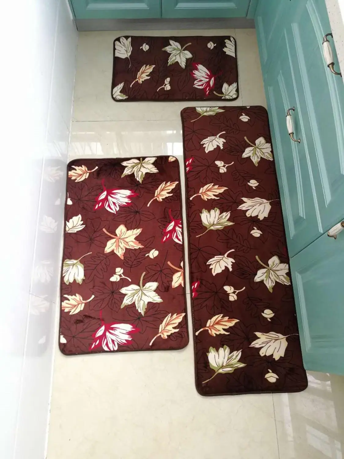leaf Домашний напольный коврик, набор кухонных ковров, коврик для входной двери, водопоглощающий кухонный коврик, коврик для гостиной, прихожей, дивана, ковер 40*60/50*80/40*120 см - Цвет: leaf