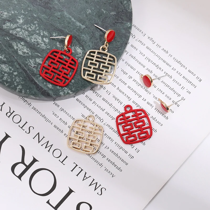 Сплав &quotдвойной Счастливый&quot Личность серьги материал diy аксессуары набор