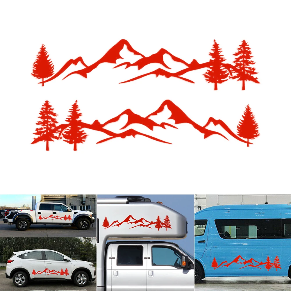 

198*40CM brand new and high quality 2* Car Sticker Mountain Decal Tree Forest Vinyl Graphic Kit For Camper RV Trailer