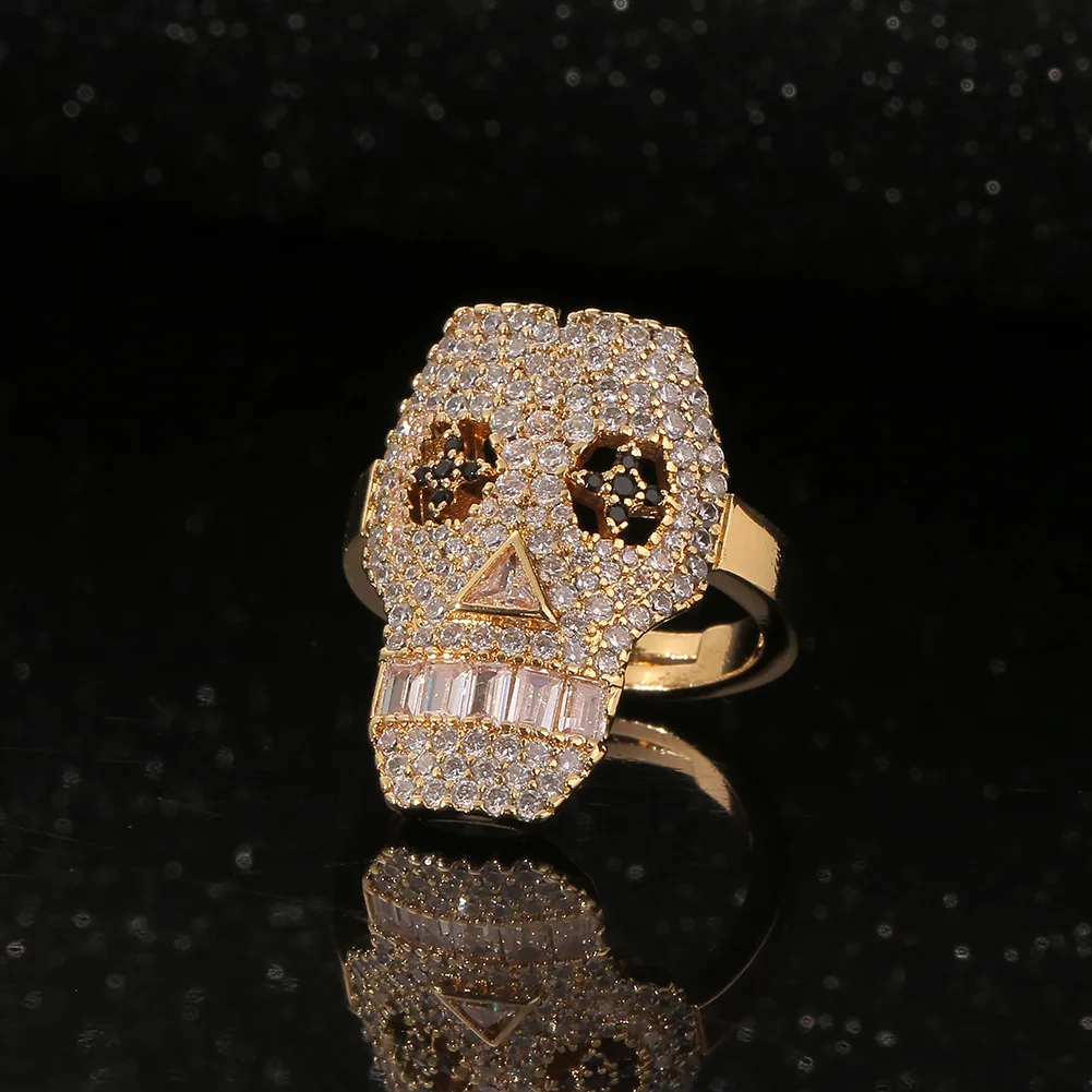 

Luxury Full Zircon Skull Rings Iced Out Rhinestone Adjustable Ring Hip Hop Jewelry for Men Women Fashion Accessories Gifts