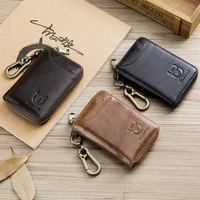 2 in 1 leather wallet purse car key bag mens hanging waist access control anti theft brush leather wallet for men gift 2022