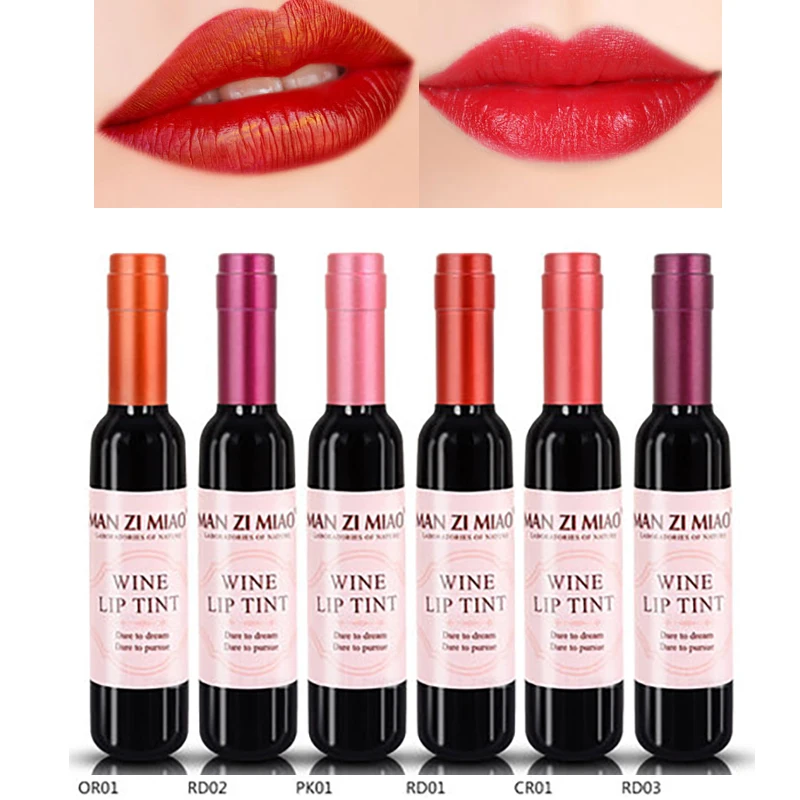 

Hot 6 Colors Red Wine Bottle Lip Gloss Waterproof Long Lasting Matte Lipgloss Moisturize Lip Non-stick Tint Liquid Cosmetic