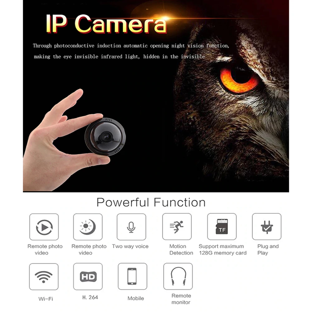 IP камера для домашней системы безопасности 1080P двустороннее аудио Беспроводная