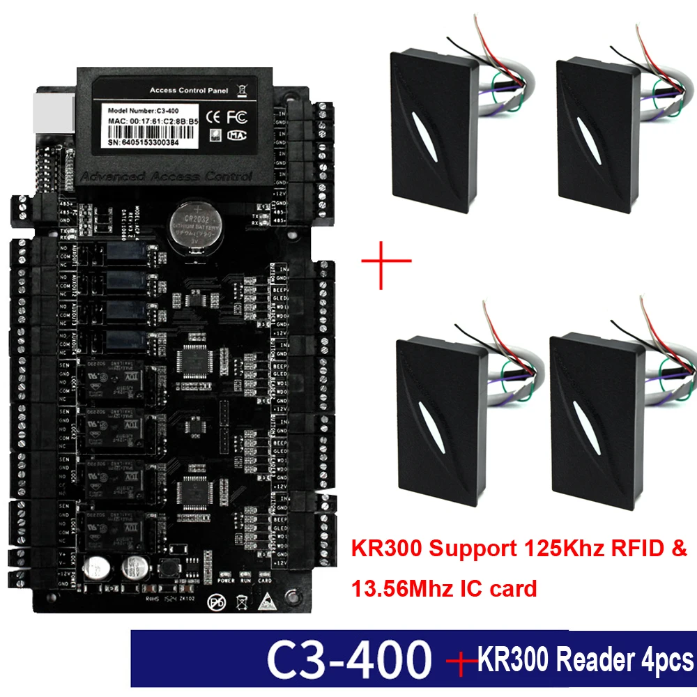 C3-400 4pcs reader IP панель управления доступом к двери с 4 шт. KR300 Reader TCP/IP RS485 связь расширенный контроль доступа Wiegand 26 C3-400 - Цвет: C3-400 4pcs reader