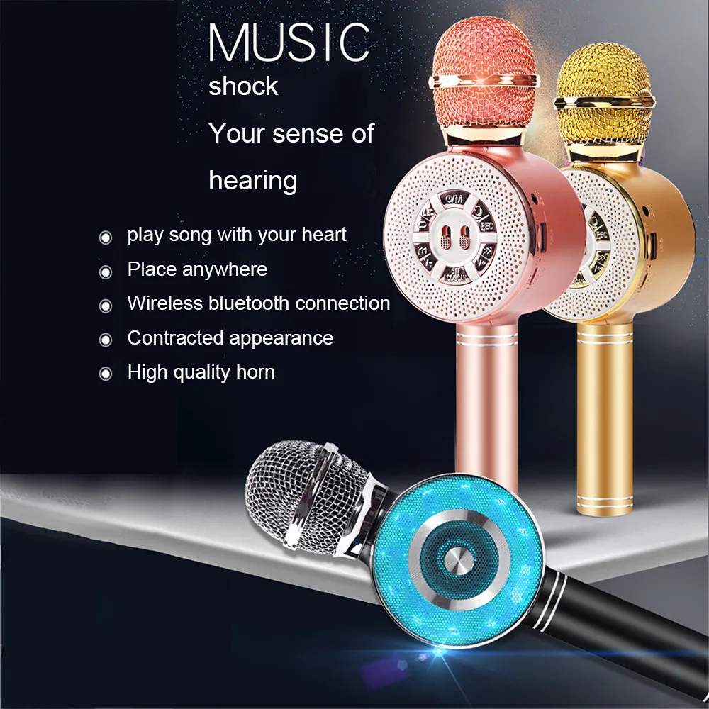 Микрофон для караоке Портативный Bluetooth беспроводной динамик микрофон
