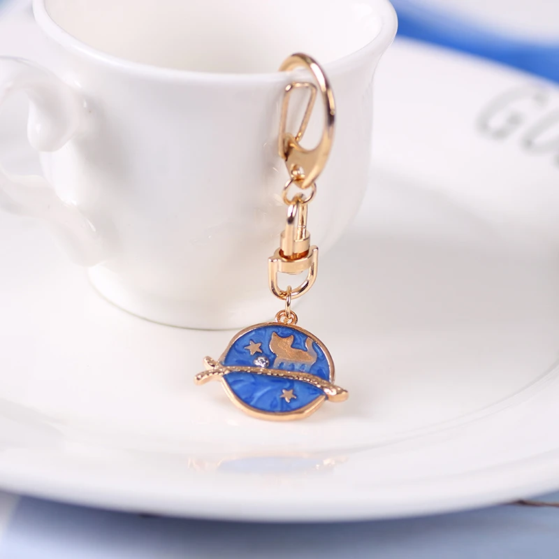 Новинка 2020 гламур женский брелок круглый звездное небо животное котенок