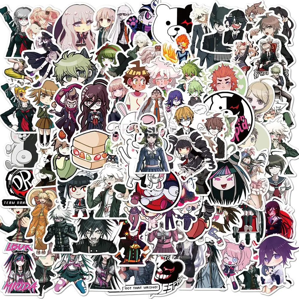 

100Pcs Danganronpa Anime Stickers Cartoon Waterproof Laptop Skateboard Sticker Motorcycle Guitar Stationery Helmet Book Sticker