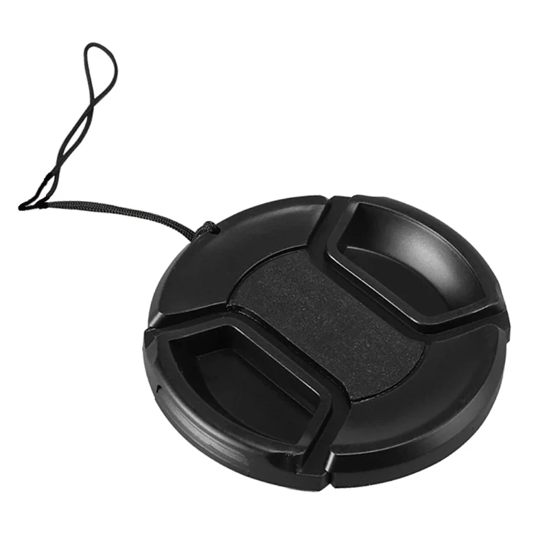 

Y9RF Snap-on Front Lens Cover Center Pinch Lens Cap Dust Cover with Anti-lost Strap Compatible with Canon Nikon-Sony Pentax