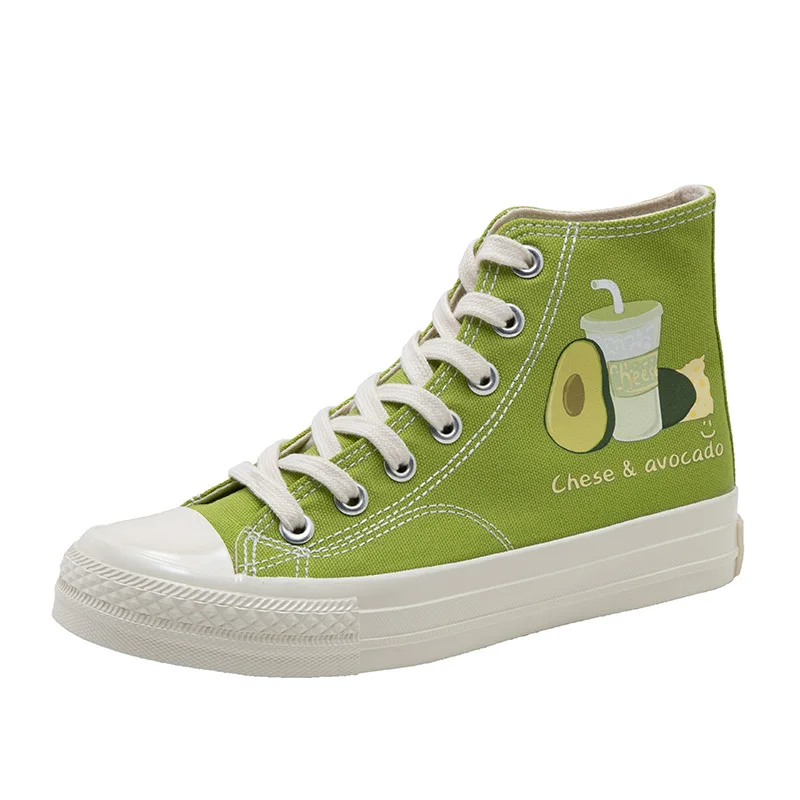 Женские парусиновые туфли с принтом сыра авокадо популярные цветные ручной