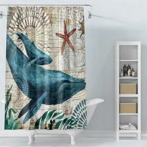 Fabric Shower Curtain Sea Turtle Home Decor Bathroom Accessories Waterproof Polyester Whale Octopus Seahorse Bath Curtains