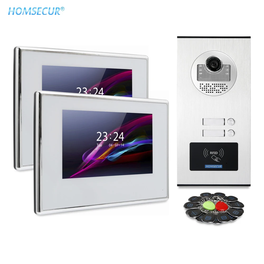 

HOMSECUR 7" Video Door Phone Intercom System+One Button Unlock for 2/3/4 Apartment XC111-2/3/4+BM718-W