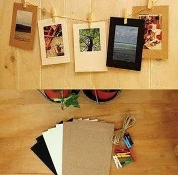 

7PCS/LOT New cute colorful hang paper photo frame set fine album with hemp rope fashion gifts