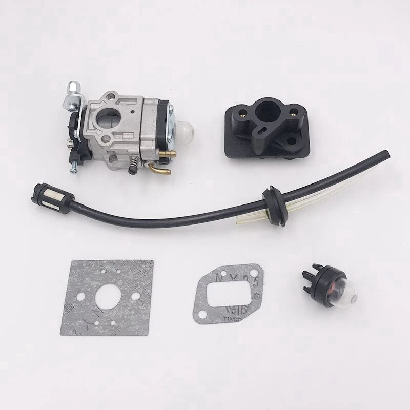 

1 Set Carburetor Base Connector Intake Manifold Fuel Hose & 4 Pcs Double Layer Corundum Lawn Mower Blade Sharpener