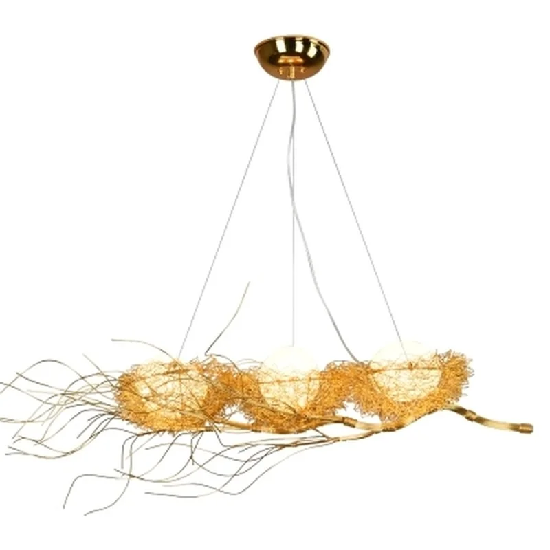 Современная люстра освещение для золотого птичьего гнезда столовой хрустальные