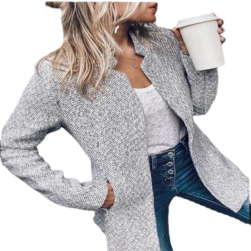

Women Woolen Coat 2021 Autumn Winter Mid-Long Woolen Coat Women Fashion Streetwearlong Sleeve Wool & Blends Coat
