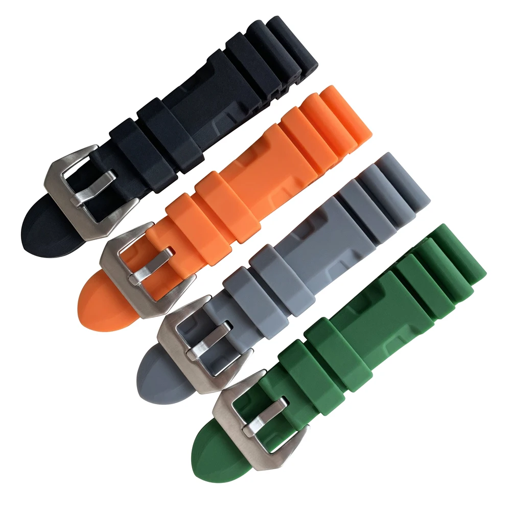 

24mm Watch Bands for PAM Rubber Strap Pre-V Tang buckle Wrist Watch Bracelet Sport Band Strap