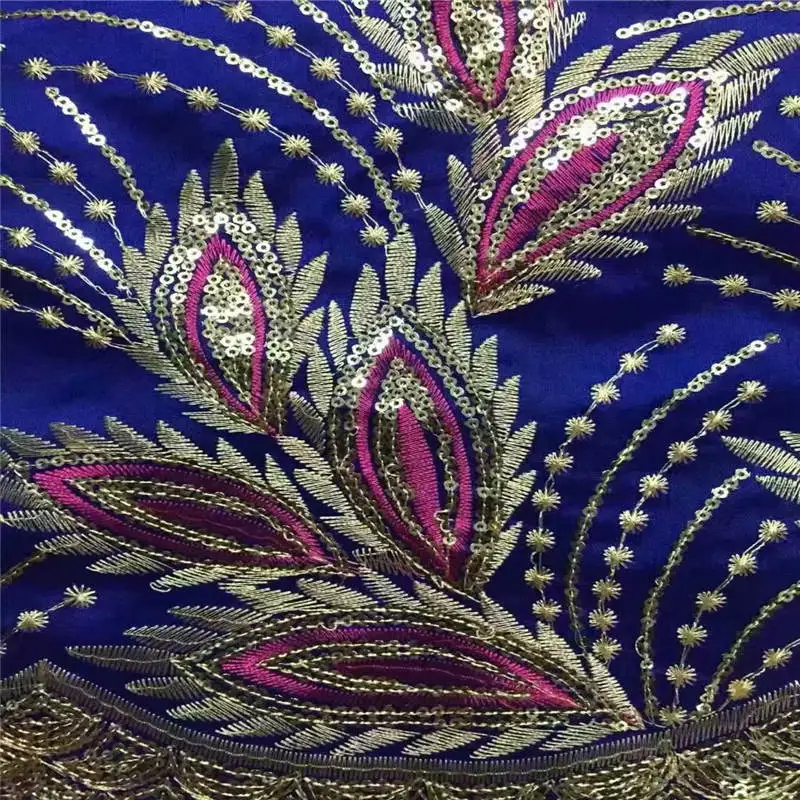 

2021High Quality George Lace Fabric Embroidery Printing With Net Scarf Set For Indian Women Dress Lace Fabric 5+2Yards!LXFO12225