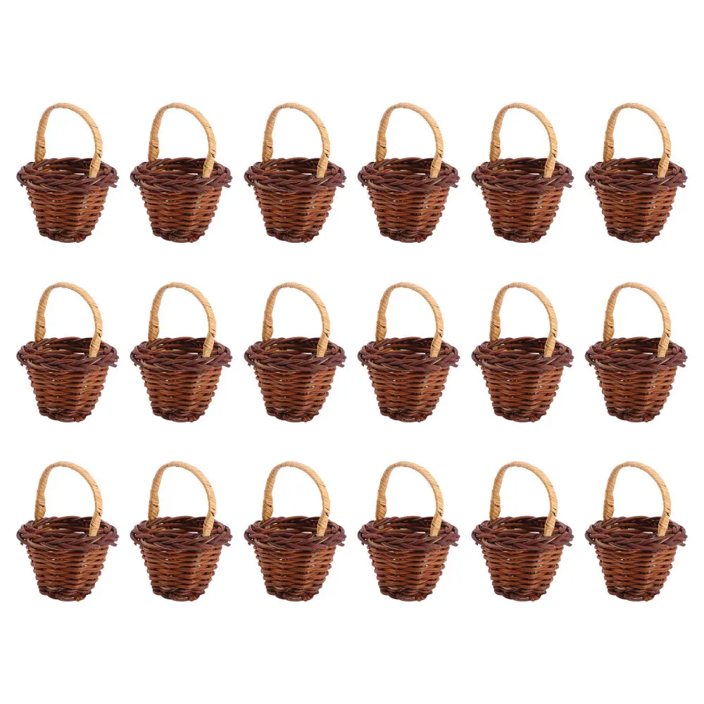

20PCS Delicate Mini Tote Basket Small Mini Rattan Woven Basket Wedding Ornament