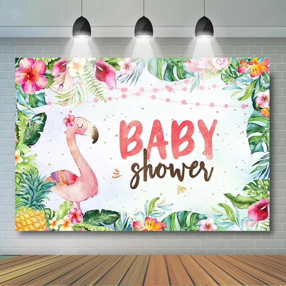 Mocsicka Flamingle Baby Showe фон летние тропические листья цветок фон Гавайский Фламинго детская Декорация
