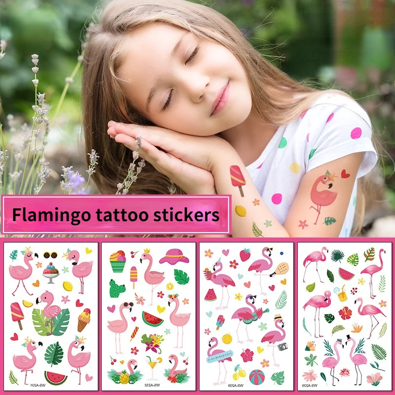 

10 шт., водостойкие тату-наклейки в виде фламинго