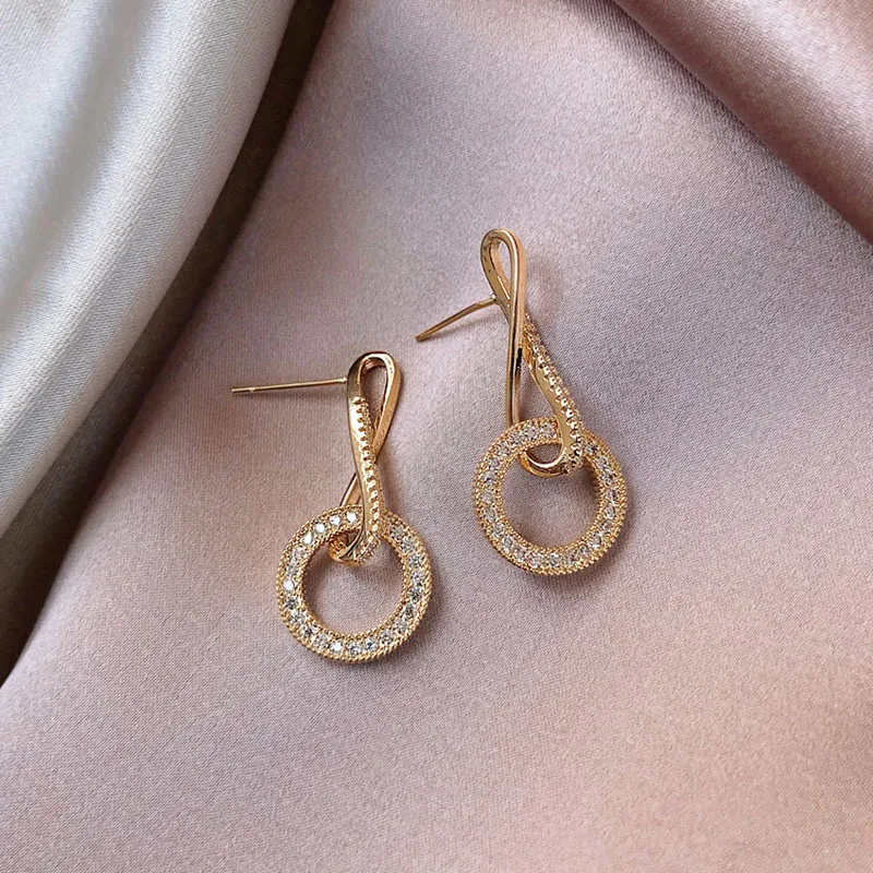 

SNCSDK Round micro inlaid Women's Stud earrings 2020 new trendy female Women earrings popular fashion jewelry