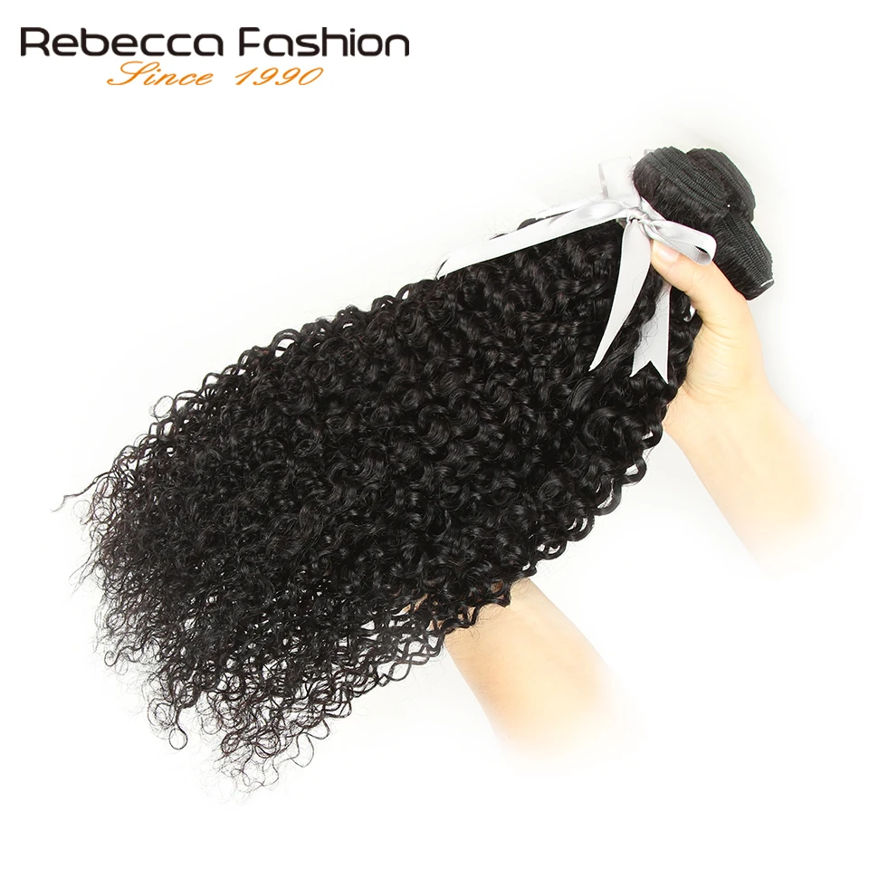 Rebecca Kinky Curly 3 пряди с закрытием Remy человеческие волосы для наращивания, бразильские кудрявые пряди волос с закрытием