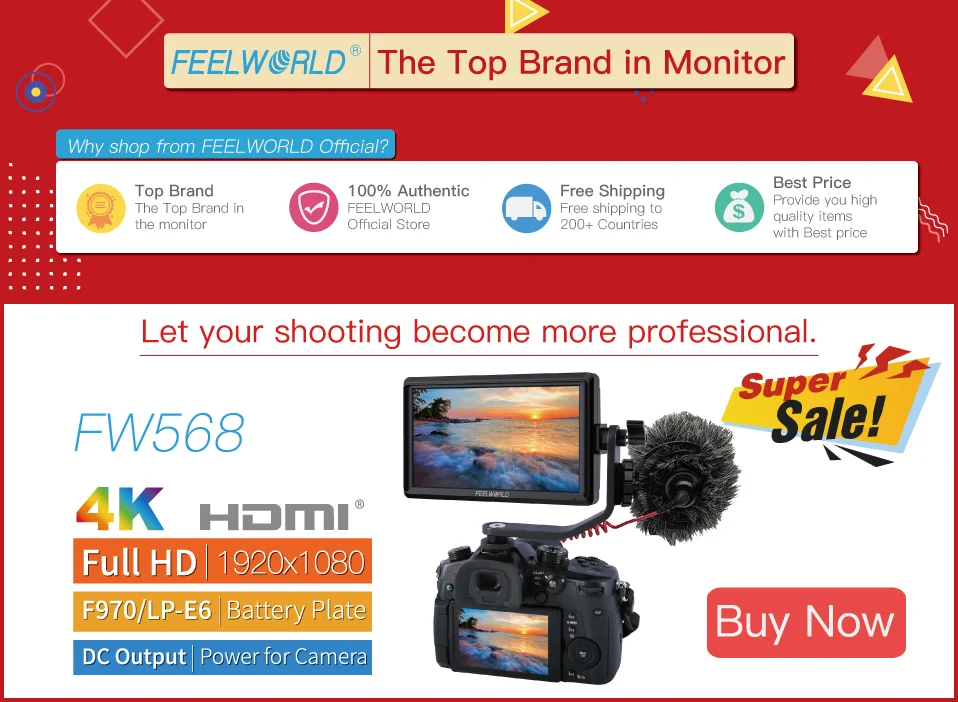 FEELWORLD P7S 7 дюймов 2200nit ультра яркий 3G-SDI на камеру поле DSLR монитор алюминиевый дизайн фокус помощь 4K HDMI DC Выход