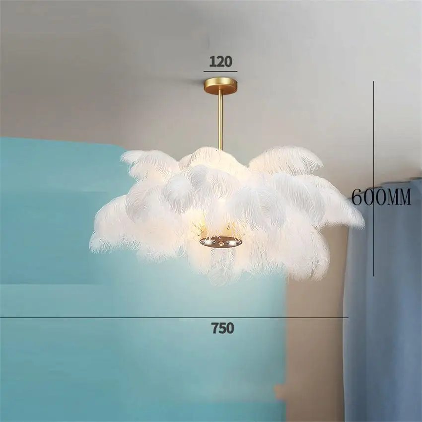 

A Nordic Luxury Pendant Lights Post-modern White Feather Pendant Lamp Bedroom Living Room Lighting Cafe Deco Lighting Luminaria