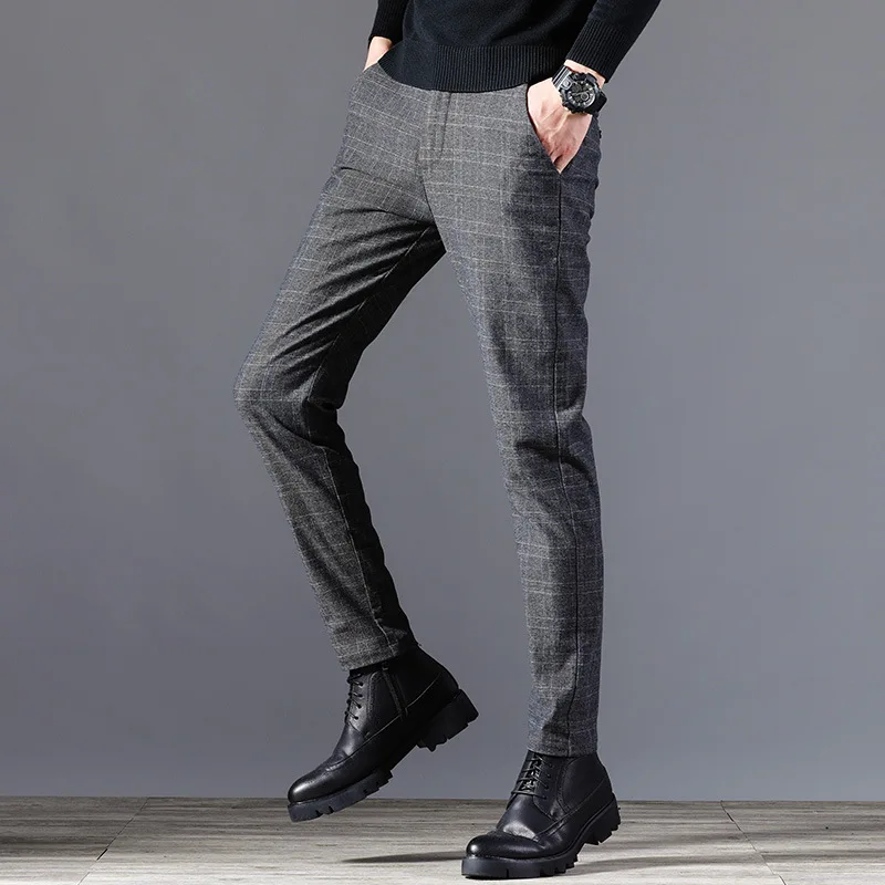 2020 Spring Autumn Men Cotton Casual Classic Dress Pants Business Stretch Straight Fit Formal Trousers Male Long Pant Work | Мужская