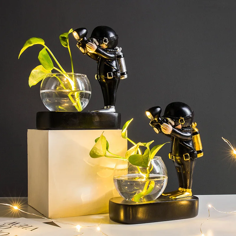 

Скандинавский Космос астронавт фотография цветочный горшок для дайвинга зеленое растение ваза светильник кой креативное домашнее настоль...