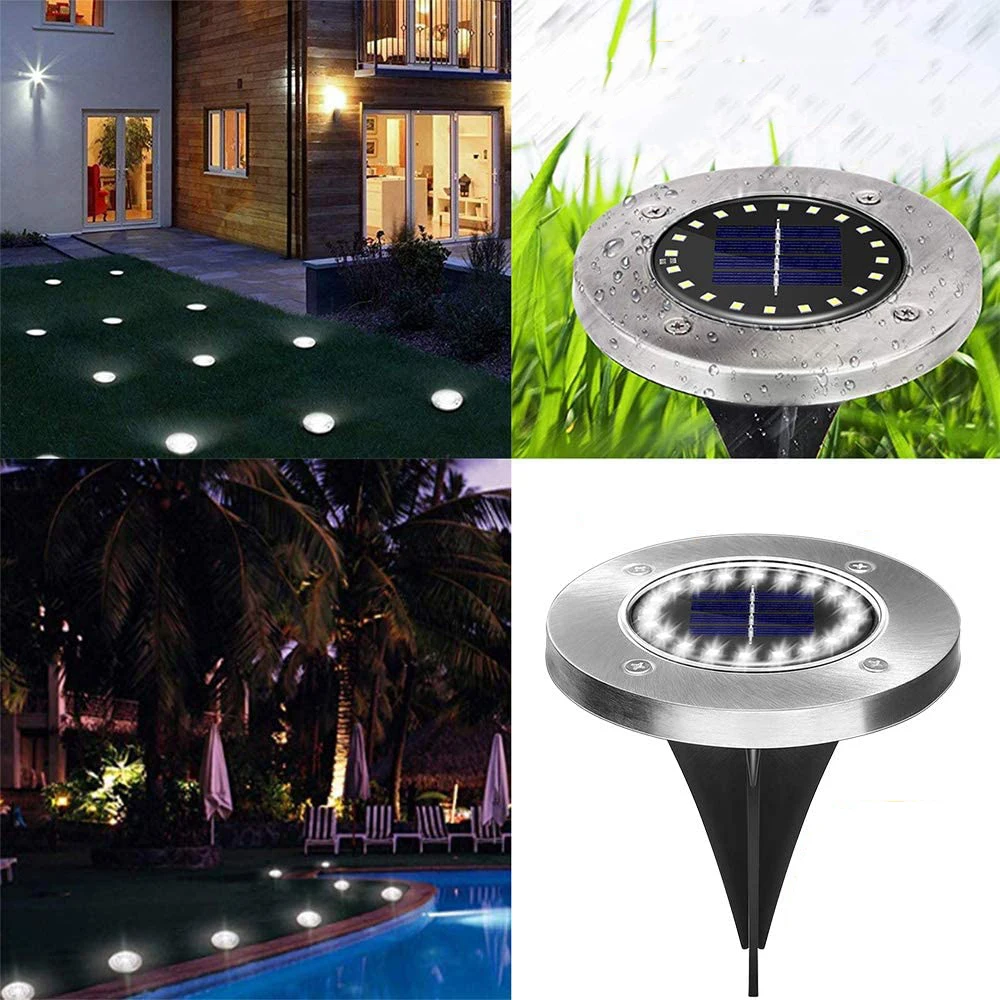 저렴한 4PCS 태양 정원 조명 8/12/16/20LED 태양 지상 조명 잔디 통로에 대 한 방수 빛 지 하 감지 프리 램프
