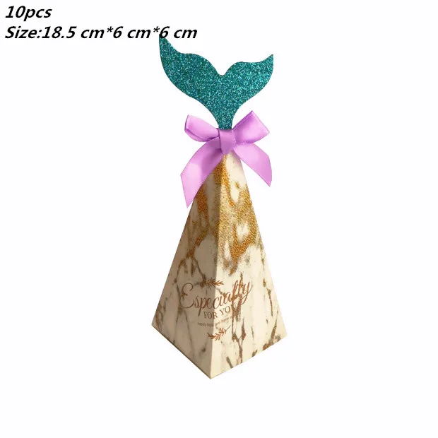 10pcs candy box 10 шт. Русалочка бумажная Конфета попкорн Подарочная коробка Висячие десертные сумки подарки для девочек на свадьбу День рождения вечерние украшения Русалочки - Цвет: 10pcs candy box