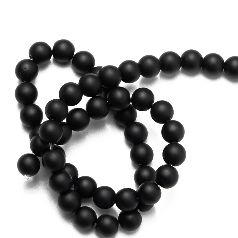 

Wholesale Dull Polished Matte Black Agates Beads Onyx Natural Stone Round Loose Beads DIY Bracelet Necklace 4 6 8 10 12 14mm