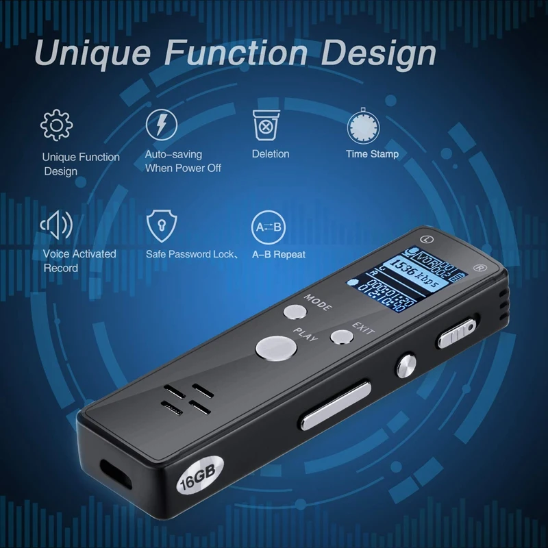 IG-16GB Цифровой диктофон с голосовым активированным аудио рекордером