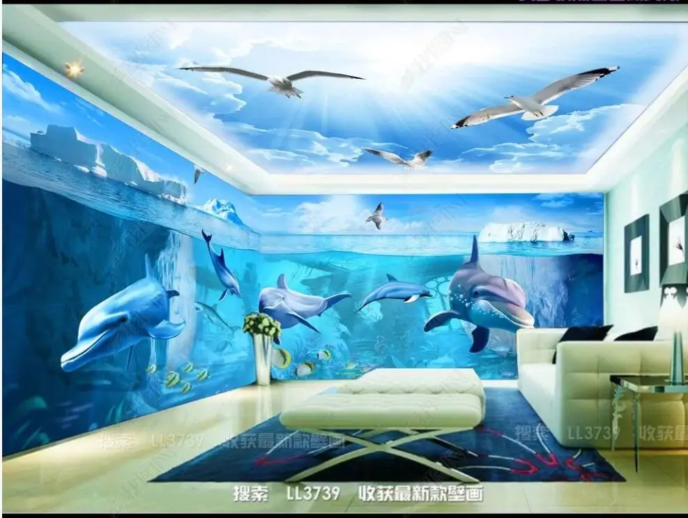 

3d photo Wallpaper for walls in rolls custom mural Dream Dolphin Ocean World whole house wall paper home decor living room