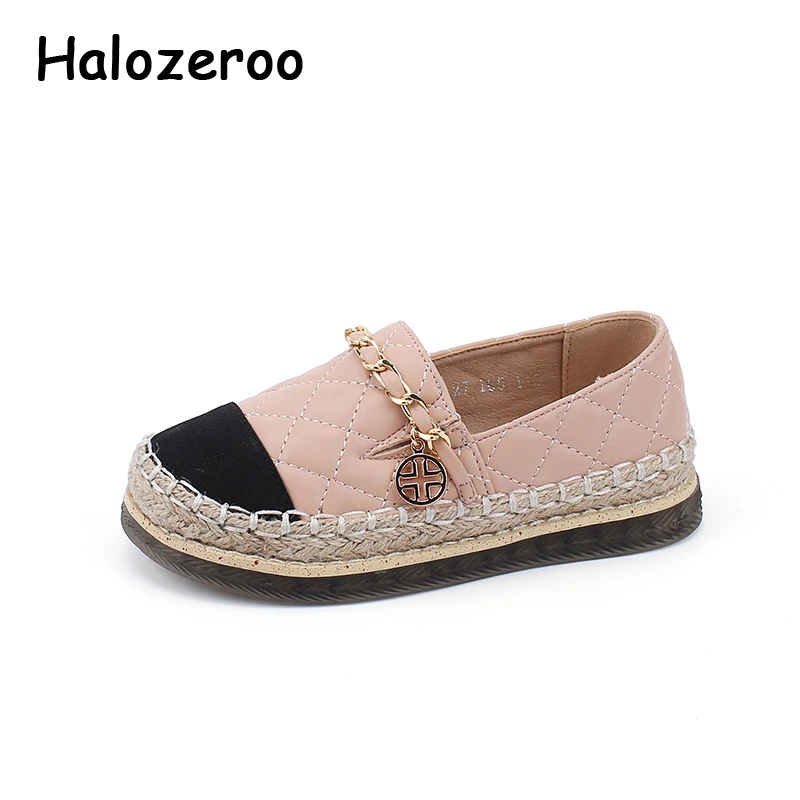 

2021 Spring Kids Princess Shoes Baby Girls Brand Dress Espadrilles Children Chain Loafers Slip On Black Shoes Fashion Moccasin