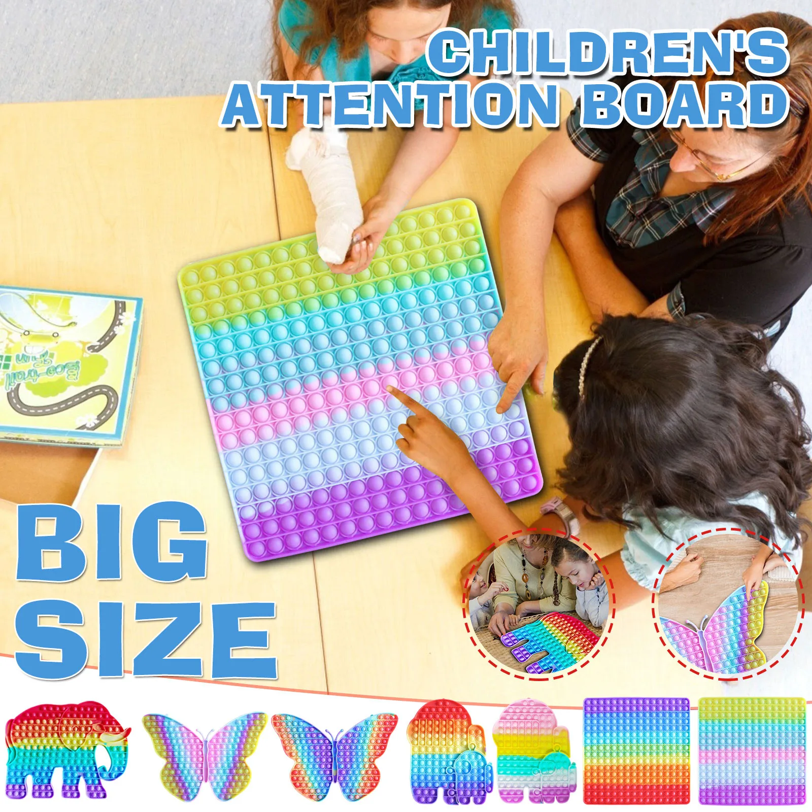 

Big Size Rainbow Chess Board Games Push It Bubble Popper Fidget Toys Stress Relief Toy Antistress Autism Needs Sensory Toy