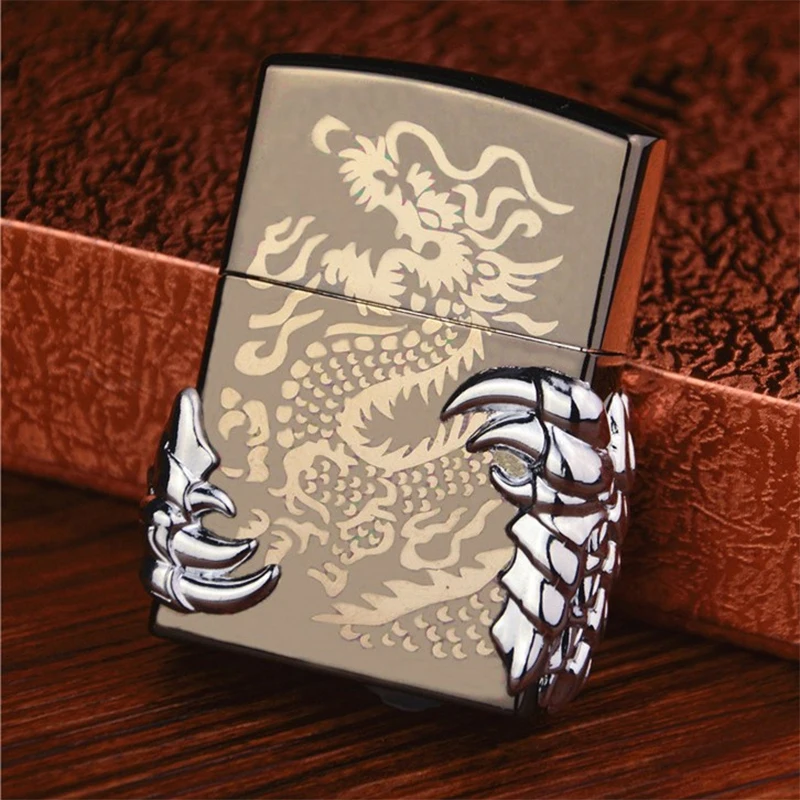 1 pcs Винтажная рельефная струйная зажигалка, коготь дракона, переносная сигарета, дымовая надувная Классическая Бутановая металлическая газовая зажигалка - Цвет: 1 pcs