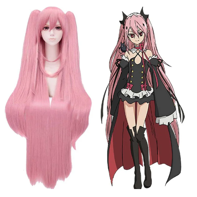 Купи Krul Tepes 100CM Long Straight Wig Owari no Seraph Of The End Synthetic Hair Anime Cosplay Wig Ponytail Wigs за 1,407 рублей в магазине AliExpress