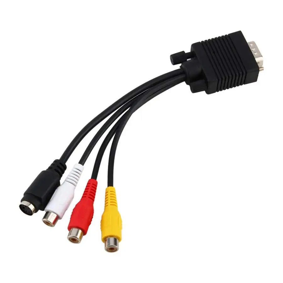 Компьютерные Кабельные адаптеры VGA SVGA к S Video 3 RCA AV преобразователь для ТВ адаптера