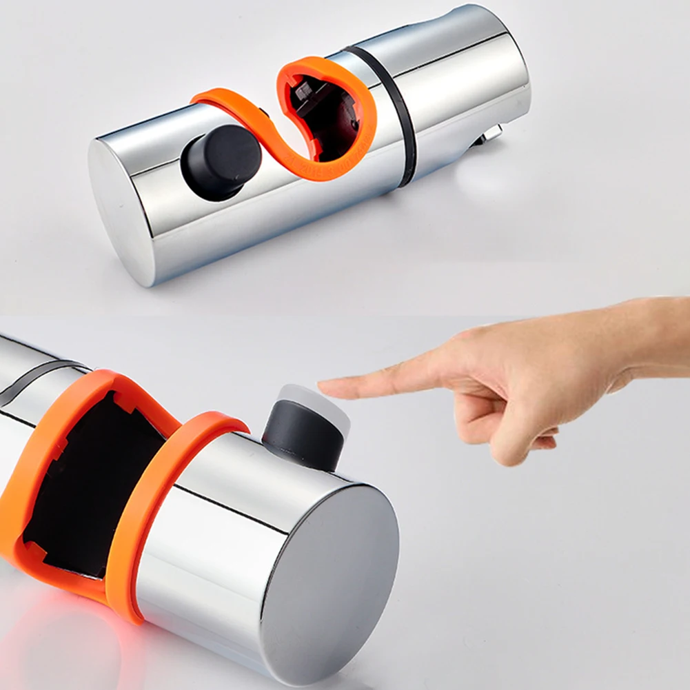 

Shower Rail Head Slider Holder 24mm Replacement Sturdy ABS Chrome Bathroom Adjustable Rack Mounting Black Brackets