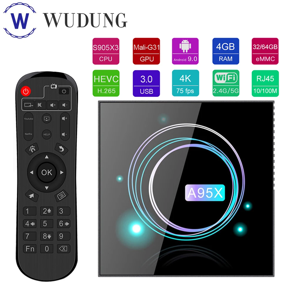 Android 9,0 Smart tv Box A95X F3 тонкий 4 Гб 64 Гб Amlogic S905X3 4K медиа-проигрыватель Google 100M 2,4G& 5,0G двойной Wifi BT 4,1 телеприставка