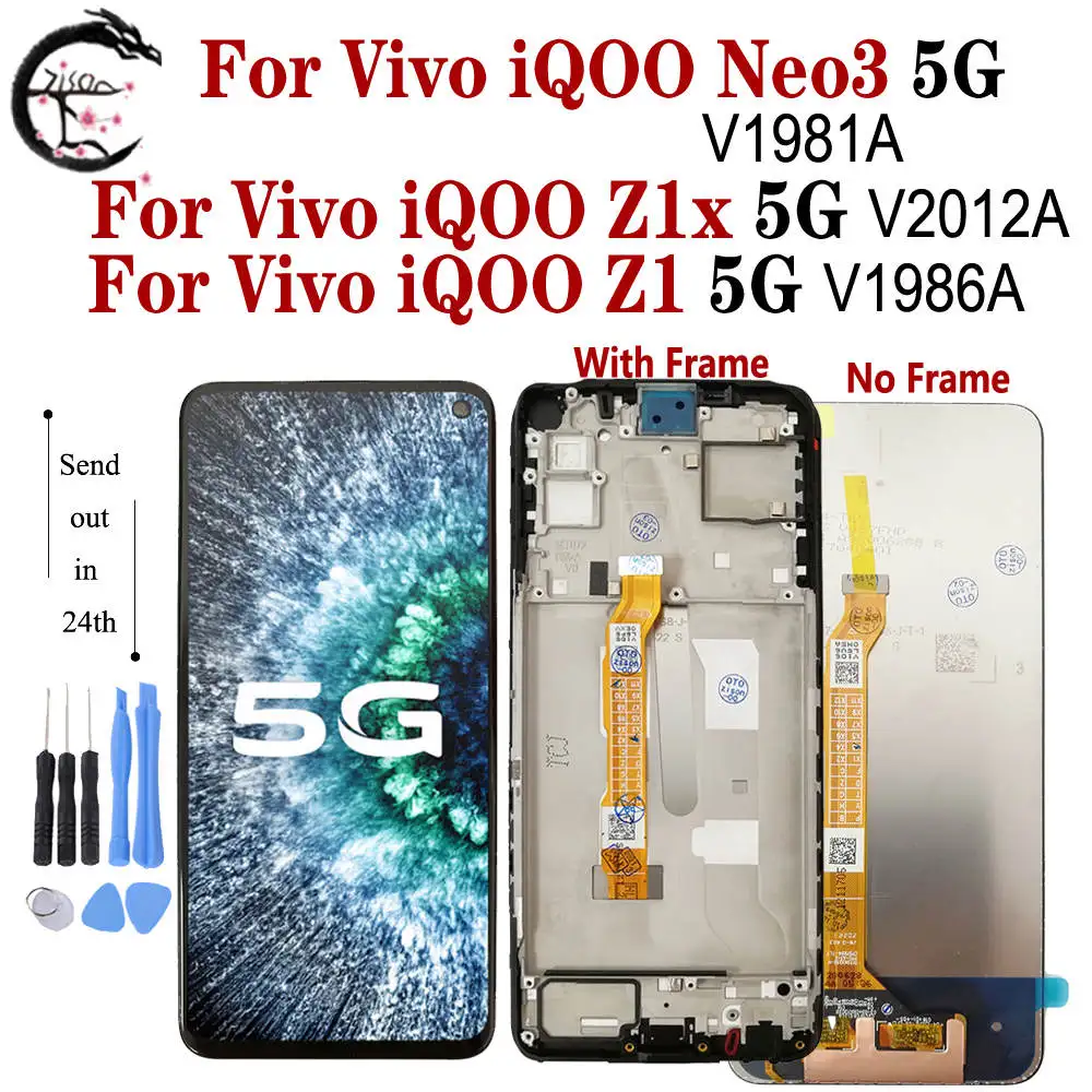 ЖК-дисплей 6,57 дюйма с рамкой для Vivo iQOO Neo 3 V1981A, дисплей iQOO Z1X V2012A Z1 V1986A, сменный сенсорный экран с цифровым преобразователем в сборе