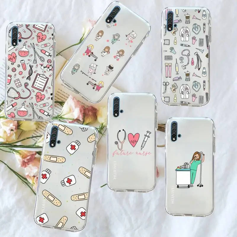 

Medicine Doctor Nurse Funda Phone Case Transparent for Huawei honor P mate 40 20 30 10 50 i 9 x mate pro lite 8a