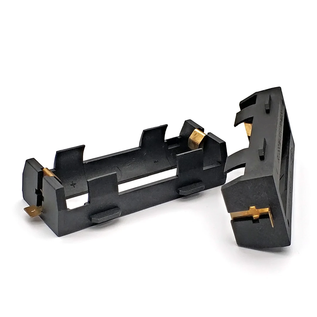 Держатель для аккумулятора 26650 черный с золотым покрытием аккумуляторных