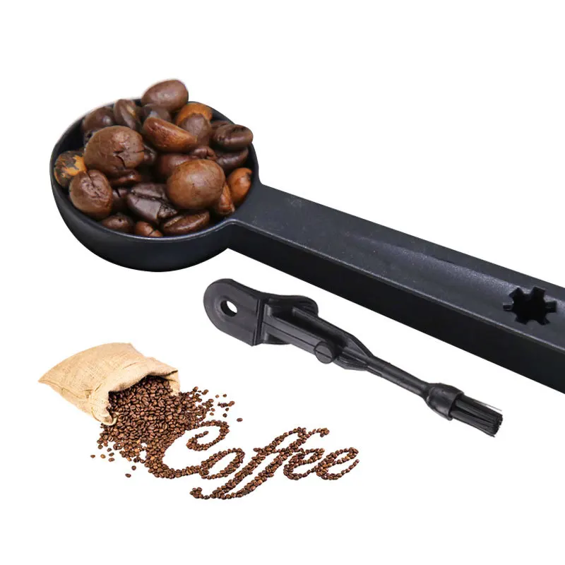 

2 In 1 Coffee Bean Measuring Spoon With Brush Coffee Sugar Scoop Cake Baking Measuring Cups Kitchen Cooking Baking Tools