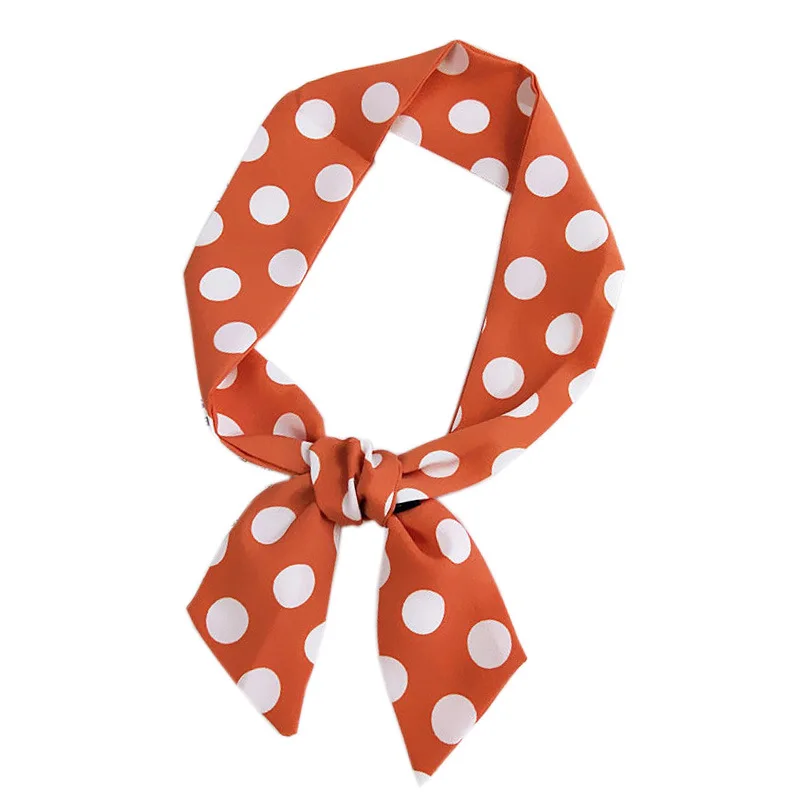 Длинный шелковый шарф в горошек ремешок с ручкой для женщин элегантный тонкий