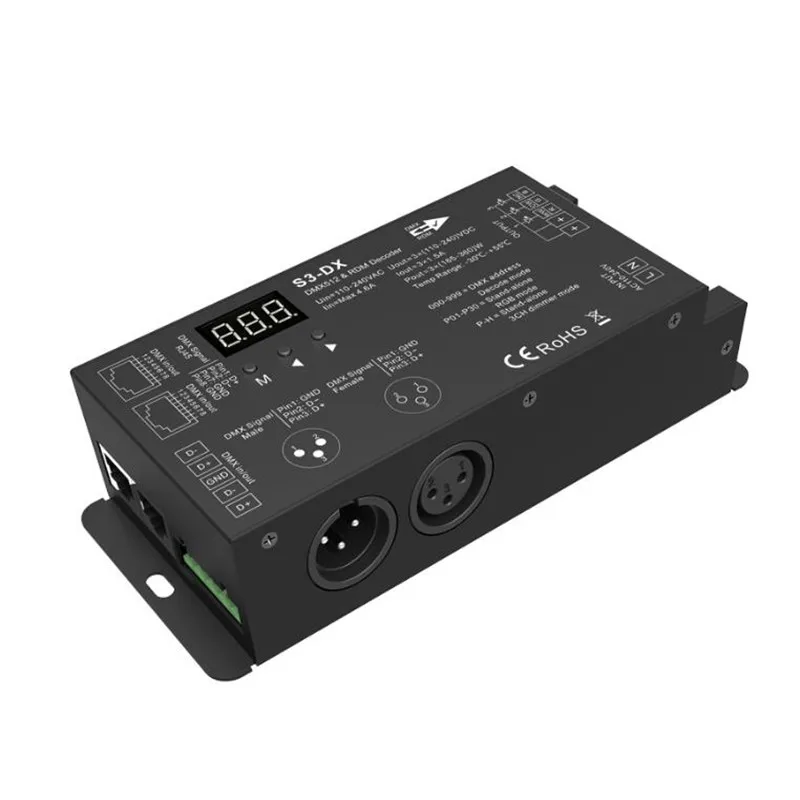 DMX декодер 3CH * 1.5A 110 240VAC rf2.4ггц Одноцветный двойной белый RGB светодиодный