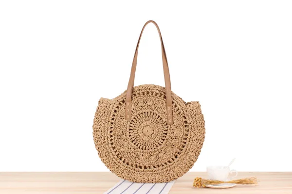 

2020 Summer Round Straw Bags for Women Rattan Bag Handmade Woven Beach CrossBody Bag Female Message Handbag Totes